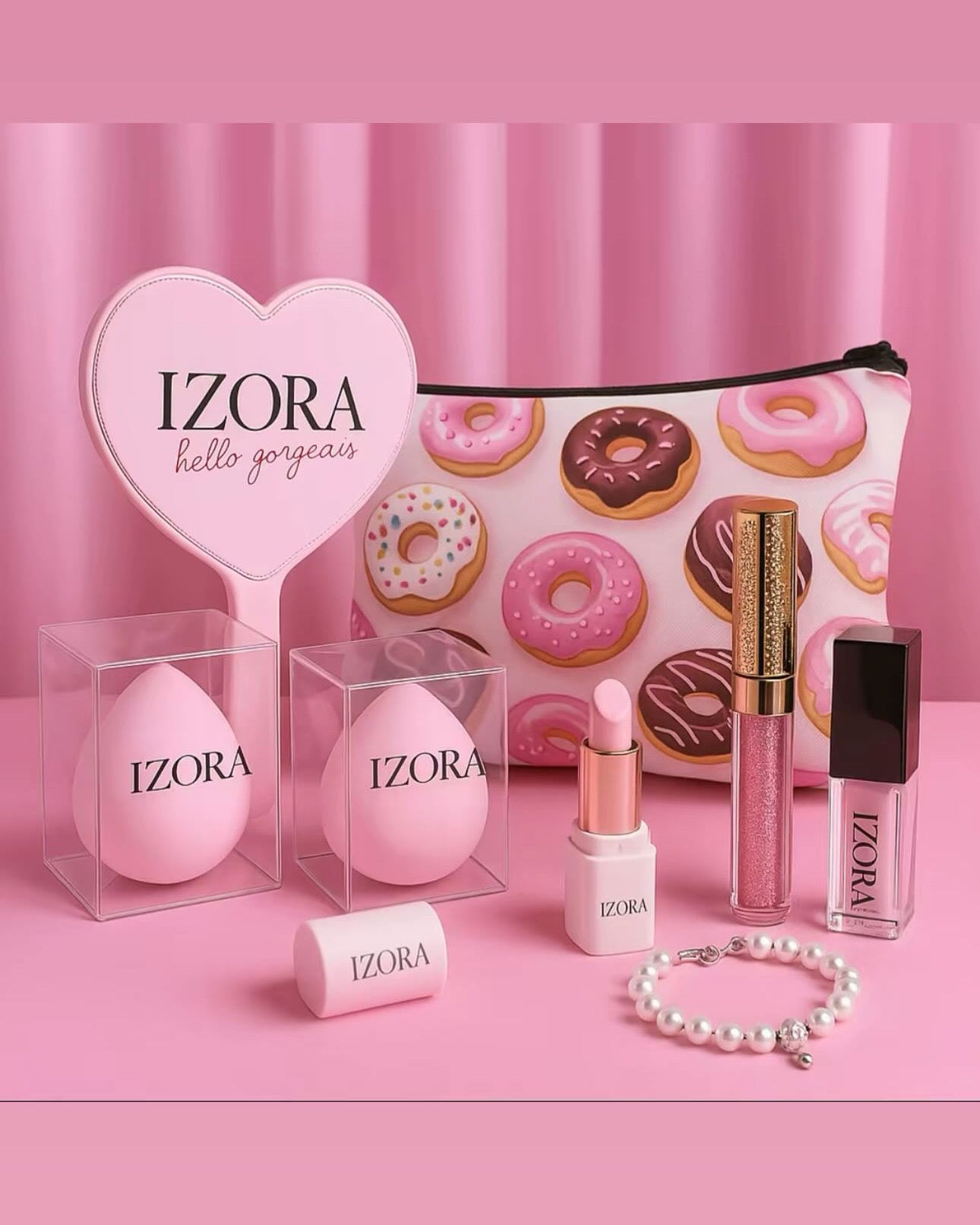 ⸻
IZORA Doughnut Bag Beauty Gift Set – Hello Gorgeous Edition