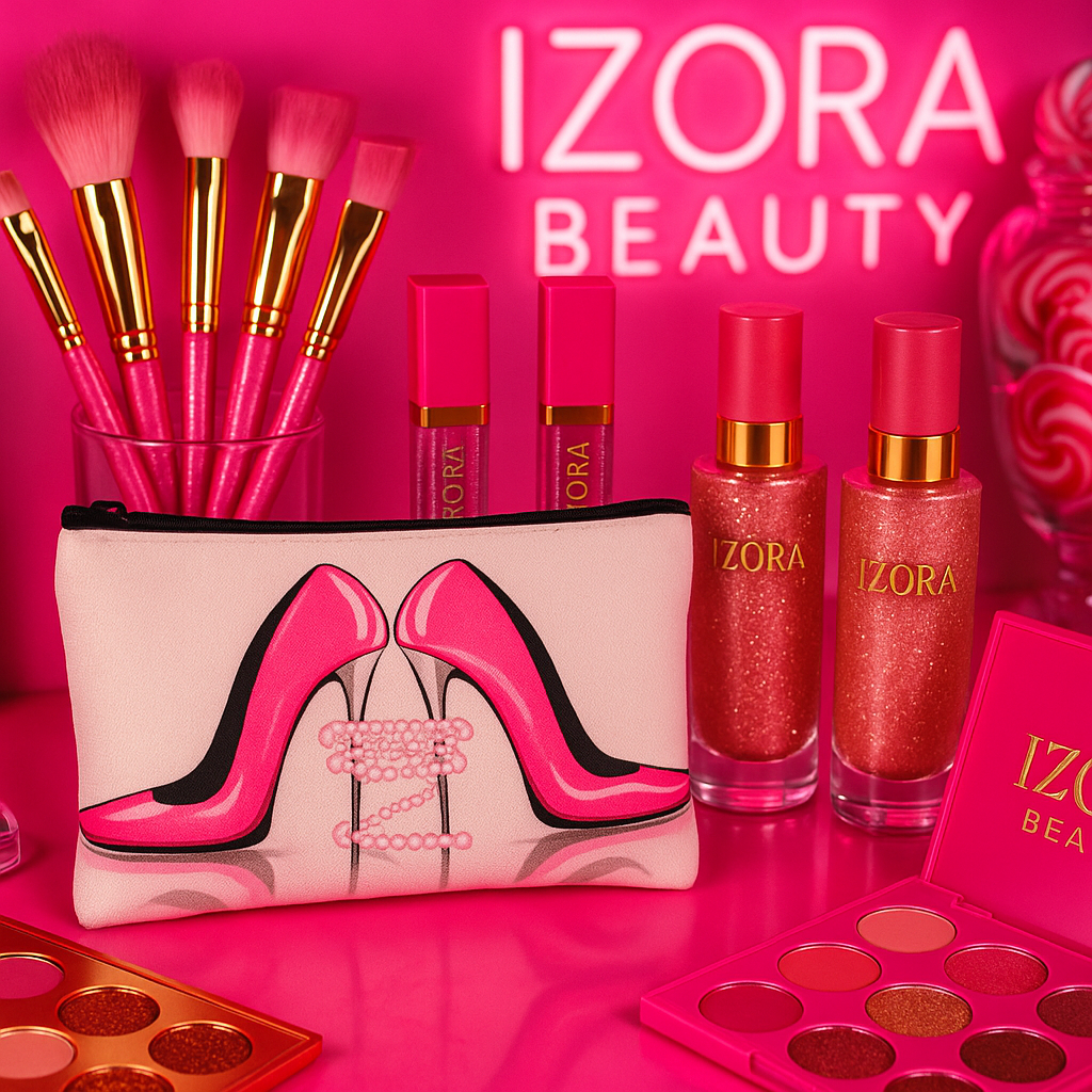 Pink Heels Makeup Bag by Izora