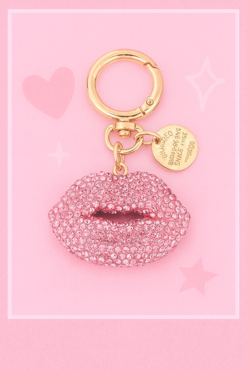 Pink Crystal Lips Keychain