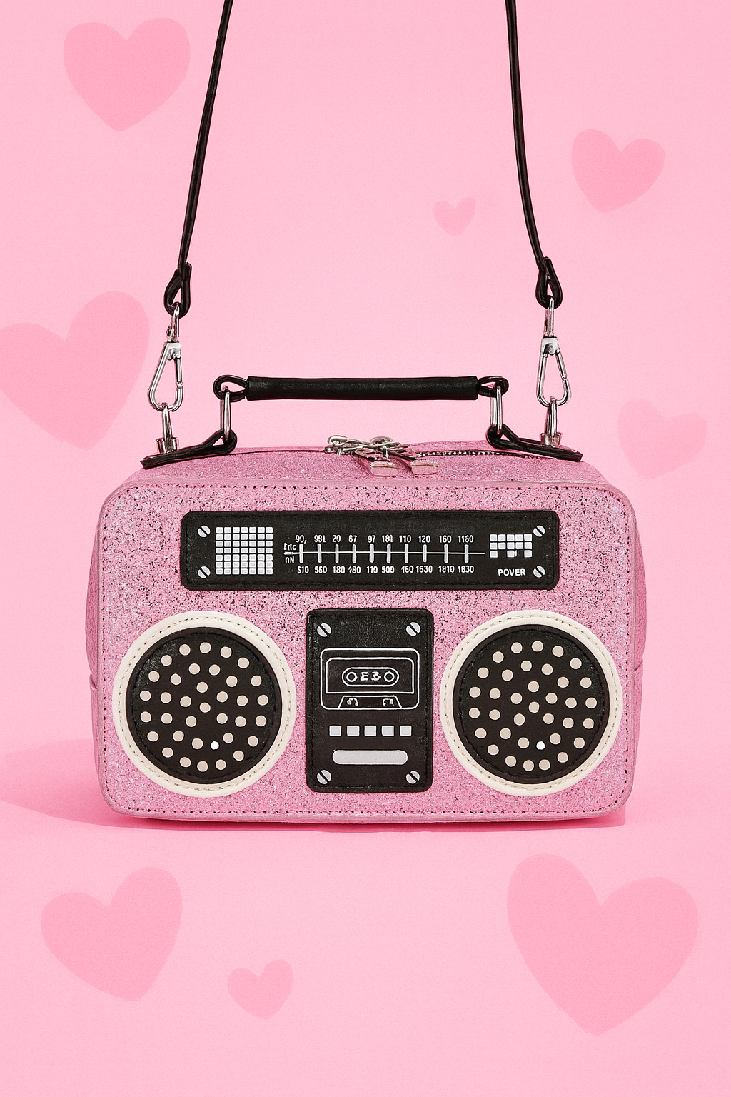 Pink Glitter Boombox Shoulder Bag 🎶✨