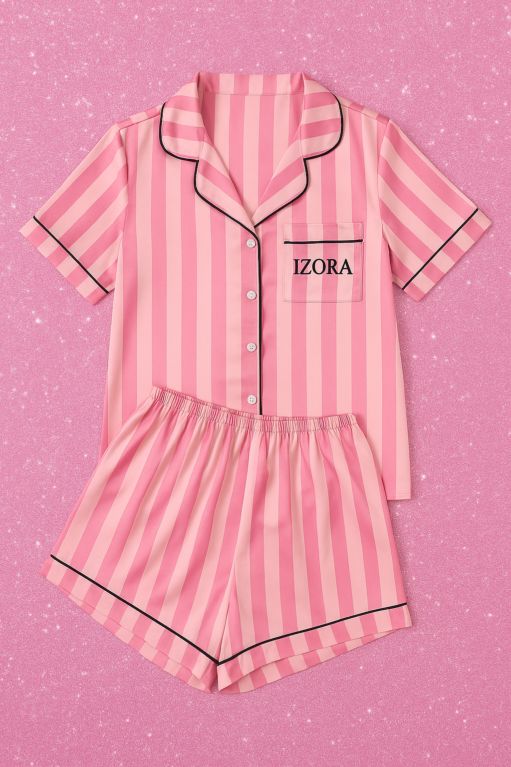 Izora Pink Striped Satin Pajama Set β¨π