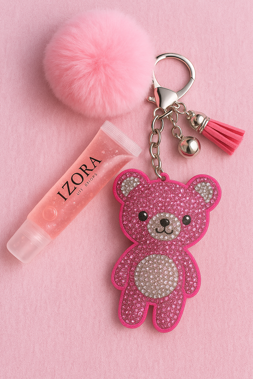 Izora Glitter Bear Gloss Bag Chain