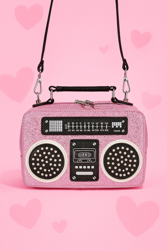 Pink Glitter Boombox Shoulder Bag 🎶✨