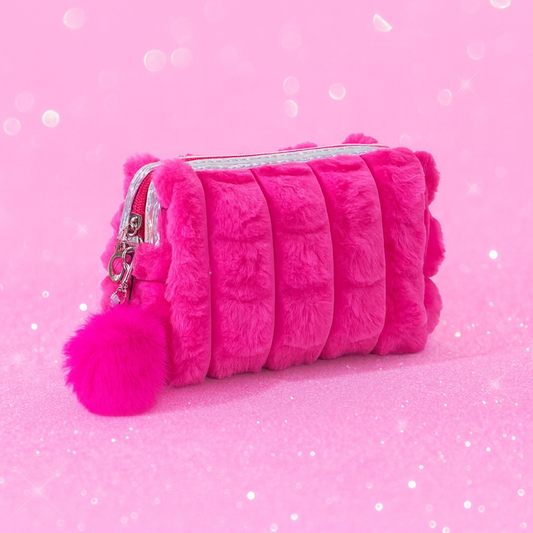 Hot Pink Plush Makeup Bag 💖✨