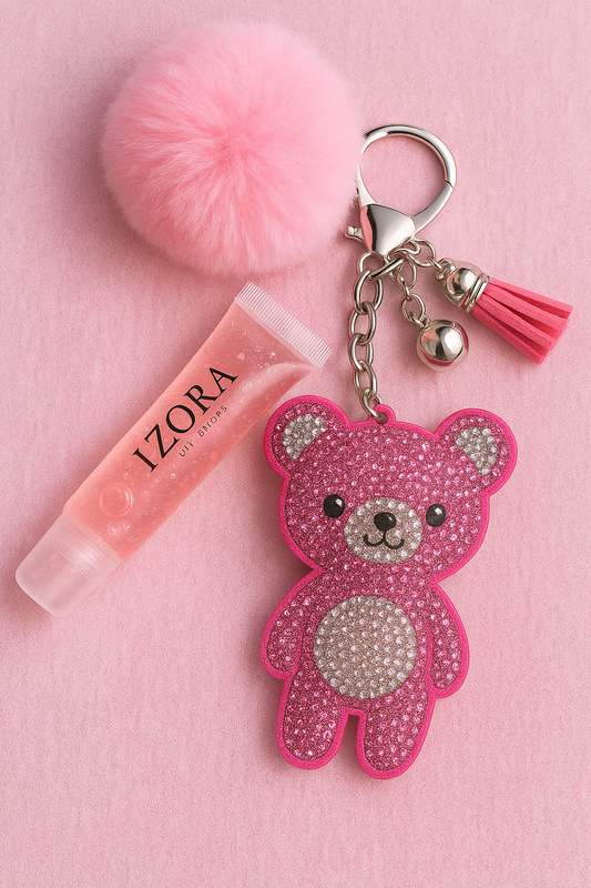 Izora Glitter Bear Gloss Bag Chain